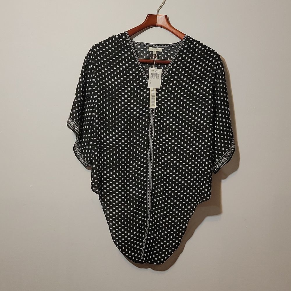 MAX STUDIO sheer polka dot print blouse